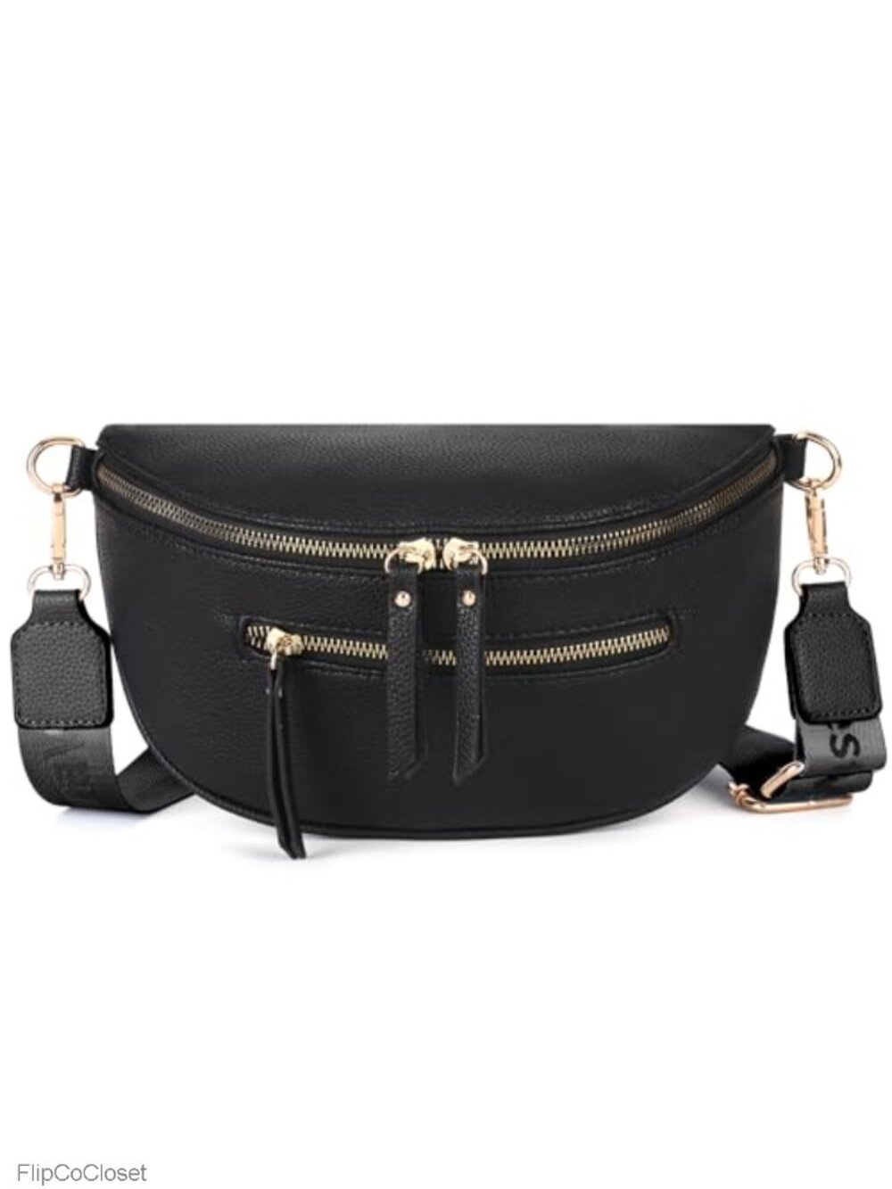 Vegan Leather Crossbody Sling Bag Wide Adjustable Strap Crescent